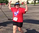 Peggy Stevens running a 5K after scoliosis surgery
