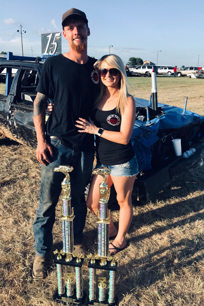 Stone Wittman and his girlfriend at a demolition derby before his accident